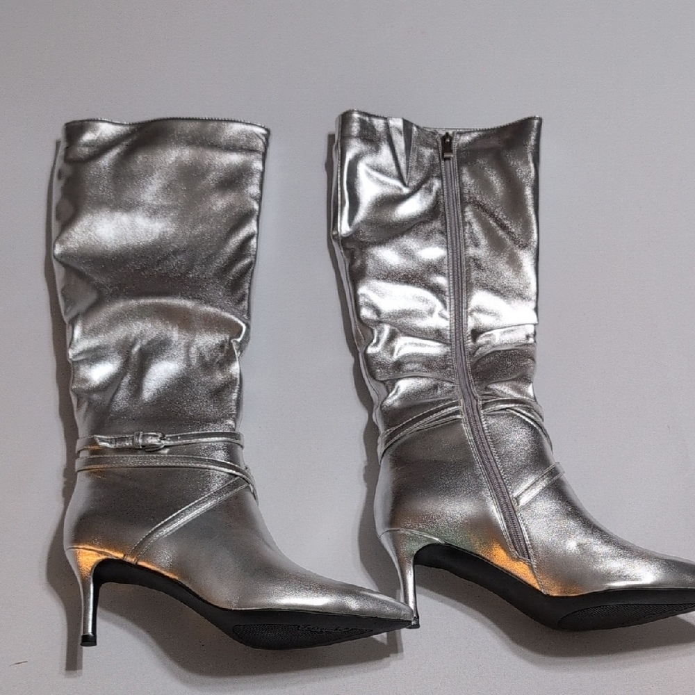 Silver Women's Knee-High Boots